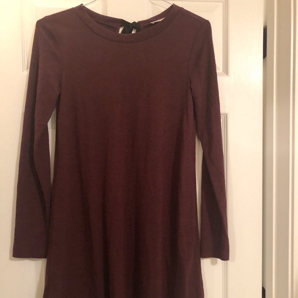 Eggplant-colored Long-sleeve Dress